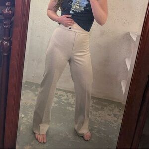 Vintage 1970s ‘Legends’ Cream Beige High Rise Flare Pants